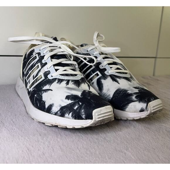 adidas Shoes - Adidas ZX Flux Athletic Shoe (White w Black-Grey Palm Tree) Unisex EU 38 W 7.5